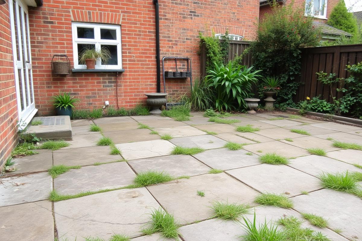 Old patio → new porcelain patio before
